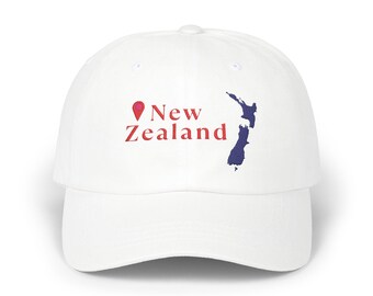 New Zealand Classic Cap - Casual Hat for Travel Lovers, Vacation Apparel, New Zealand Map Embroidered Hat, Minimalist Kiwi Pride Gift