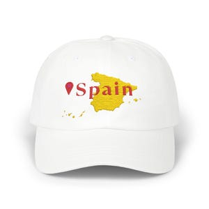 Spain Map Embroidered Hat: Cotton Travel Cap