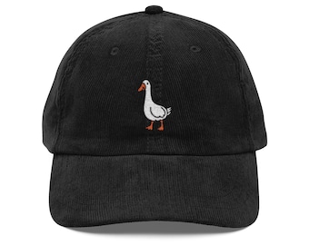 Embroidered Goose Corduroy Hat – Nature Lover Gift
