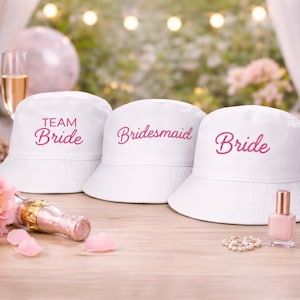 Custom Bridal Bucket Hat Black Personalized Bride Team Bride Bridesmaid Wedding Party Bachelorette Gift