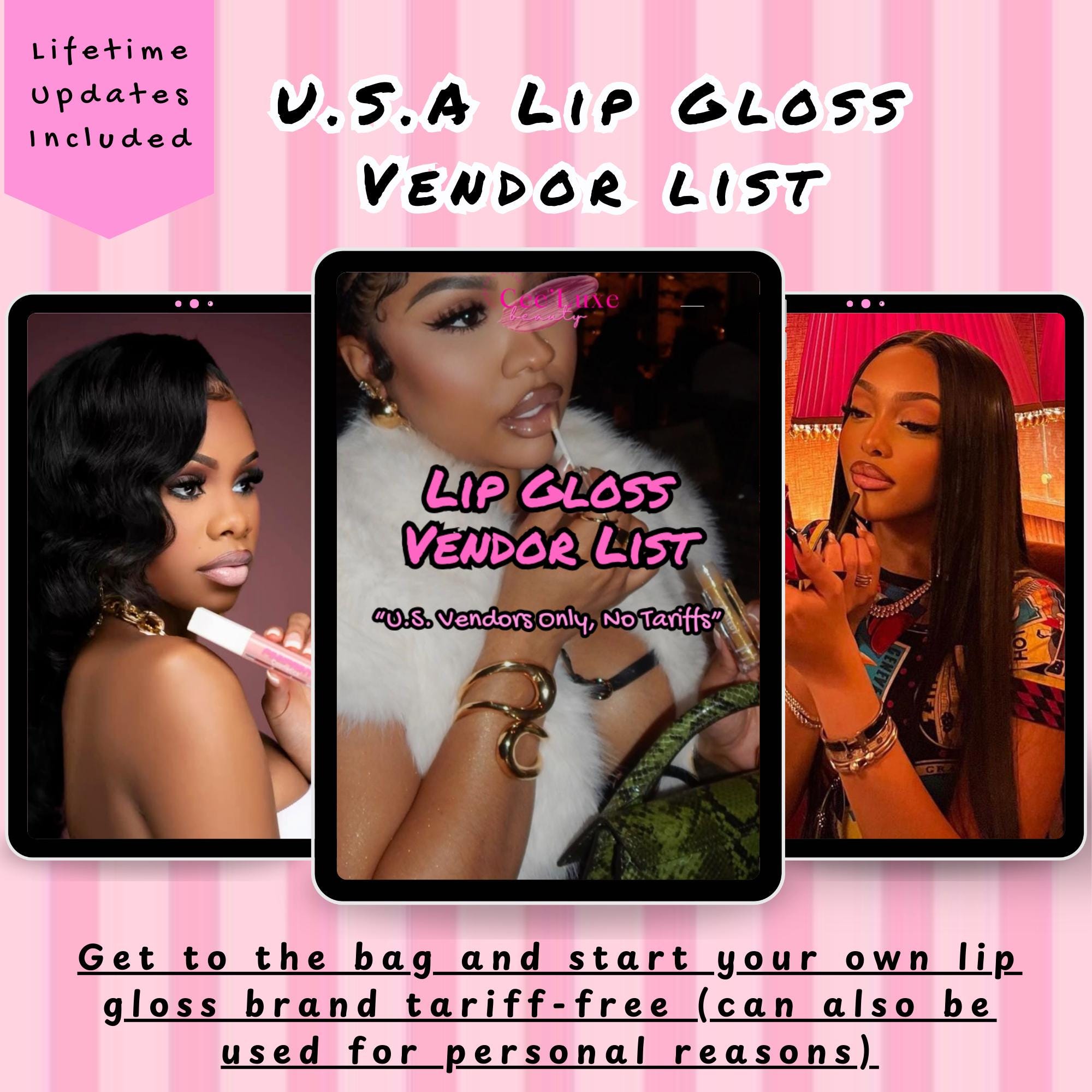 Lip Gloss Vendor Ebook | U.S.A Lip Gloss Suppliers | Done For You Ebook| Digital Product | For Personal and Business Usage
