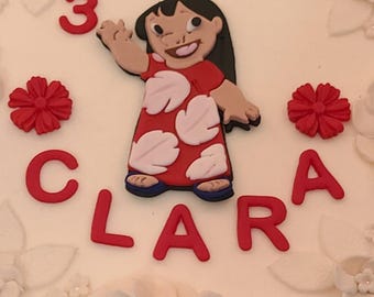 Edible Lilo Cake Topper –  Personalized with Name and Age – Custom Birthday Cake Decoration