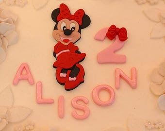 Edible Minnie Mouse Cake Topper: Custom Fondant Birthday Decoration