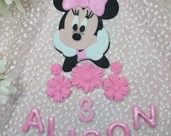 Adorno comestible para tarta de Minnie Mouse: Decoración de cumpleaños personalizada