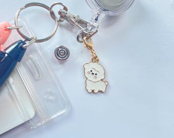 Poodle Badge Charm: Dog Lover Lanyard Keychain Accessory