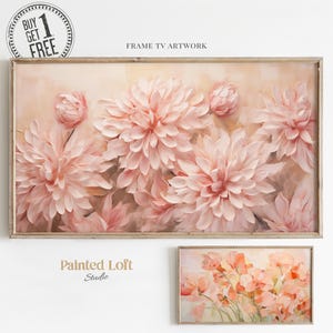 Spring Flower Frame TV Art, Pink Flower Abstract TV Art, Spring Cottage Decor, Vintage Wildflowers Painting Textured Tv Art Digital Download