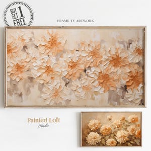 Spring Flower Frame TV Art, Muted Floral TV Art, Easter Cottage Decor, Vintage Wildflowers Painting, Textured Tv Art Digital Download