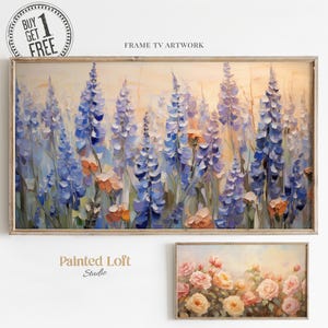 Spring Flower Frame TV Art, Rose Abstract TV Art, Spring Cottage Decor, Vintage Wildflowers Painting, Textured Tv Art Digital Download