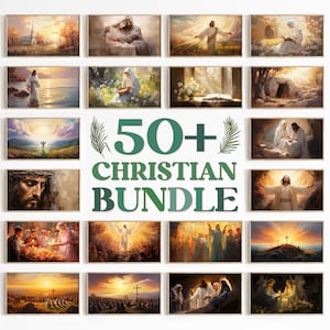 Jesus Frame TV Art Bundle of 50, Christian Easter TV Background, Holy Easter TV Digital Download, Jesus Christ Tv Art, He is Risen Painting