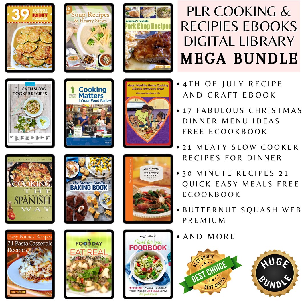 PLR Cooking Recipes Ebooks | Digital Library Mega Bundle Instant Resale ...