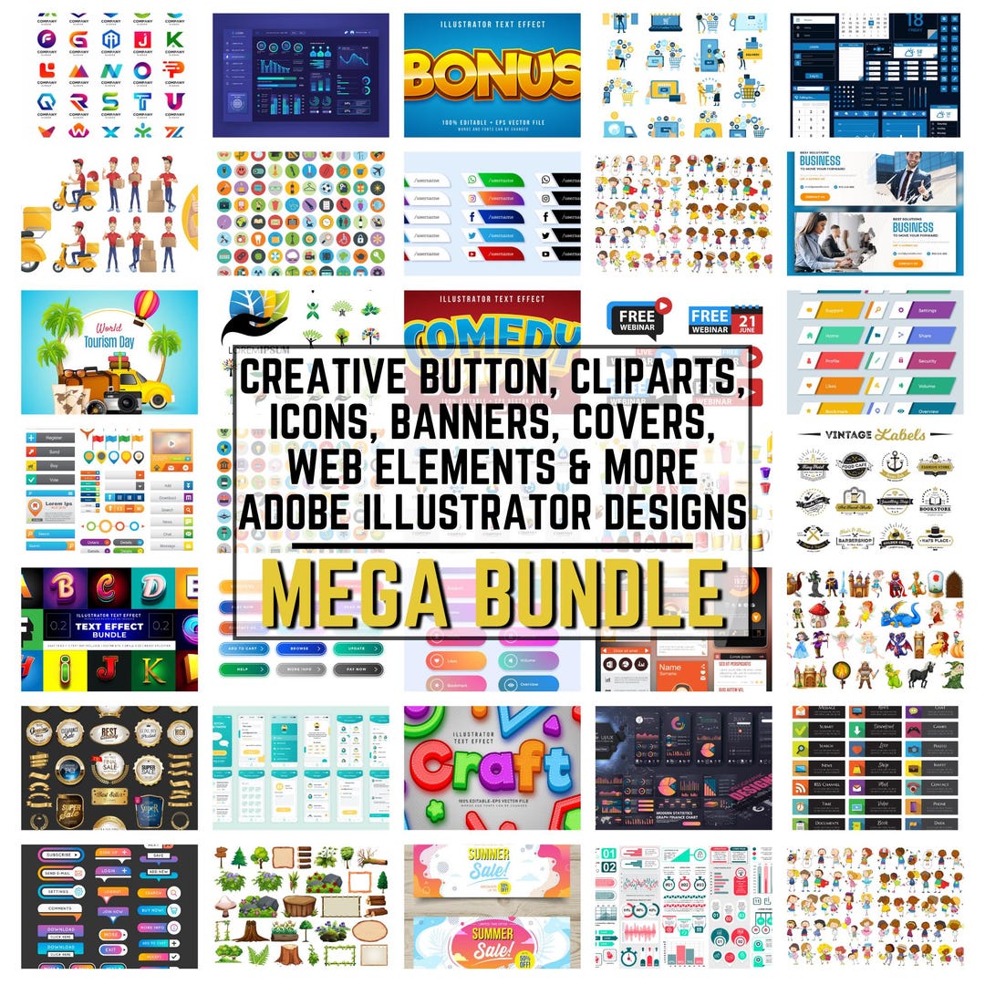 Creative Icons Buttons Banners Covers Web Elements Adobe Illustrator ...