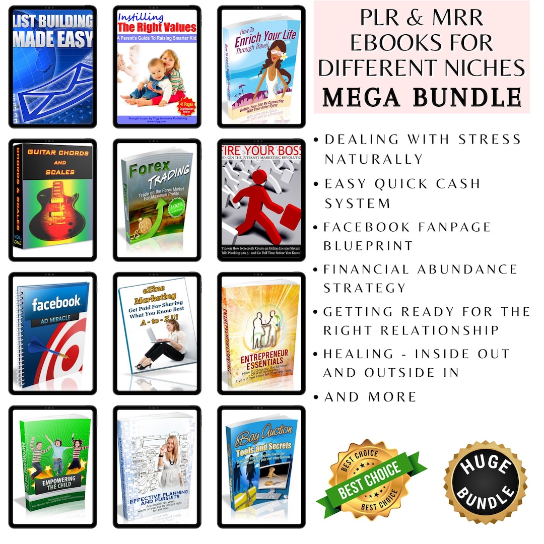 Niche PLR MRR Ebooks | Digital Mega Bundle Instant Resale Rights - Etsy