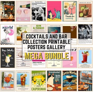 Cocktail Bar Drink Menu Printable Posters Wall Art Gallery Mega Bundle Digital Download