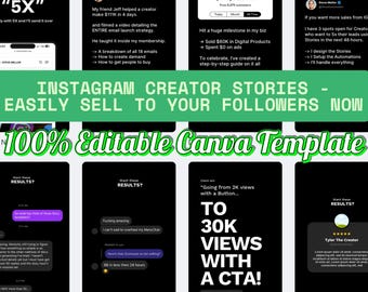 Creatore di influencer per storie di Instagram del 2026, storie di Instagram coinvolgenti per vendere il tuo corso online, modello Canva modificabile