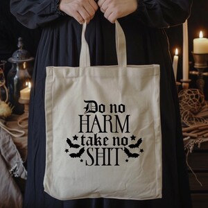 「Do No Harm」コットンキャンバストートバッグ、インスピレーションを与える名言