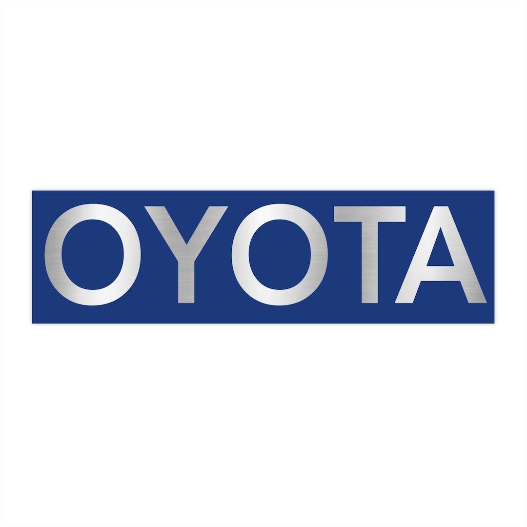 OYOTA Bumper Sticker Decal Rear Emblem Parody Hack In Deep Blue And oyota-bumper-sticker-decal-rear-emblem-parody-hack-in-deep-blue-and