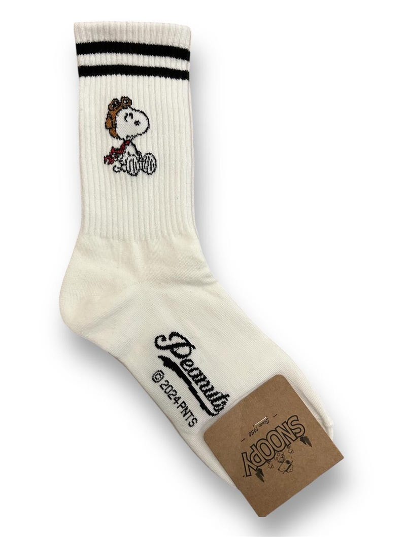 Officially Licensed Snoopy Socks – Peanuts Character Crew Socks – Made in Korea 1. Black Stripe