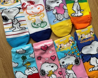 Snoopy Ankle Socks – Officially Licensed Peanuts Cartoon Footwear – Made in Korea