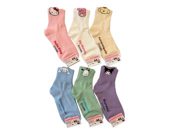 Officially licensed Sanrio Socks – Hello Kitty, My Melody, Pompompurin, Cinnamoroll, Pochacco, Kuromi –  Made in Korea