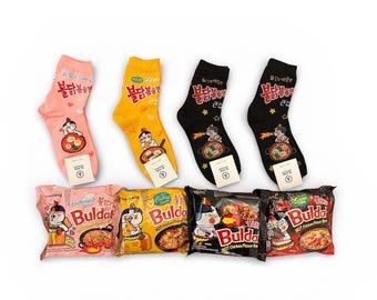 Buldak Socks with Noodle, Buldak Carbonara, Cheese, Hot & Spicy