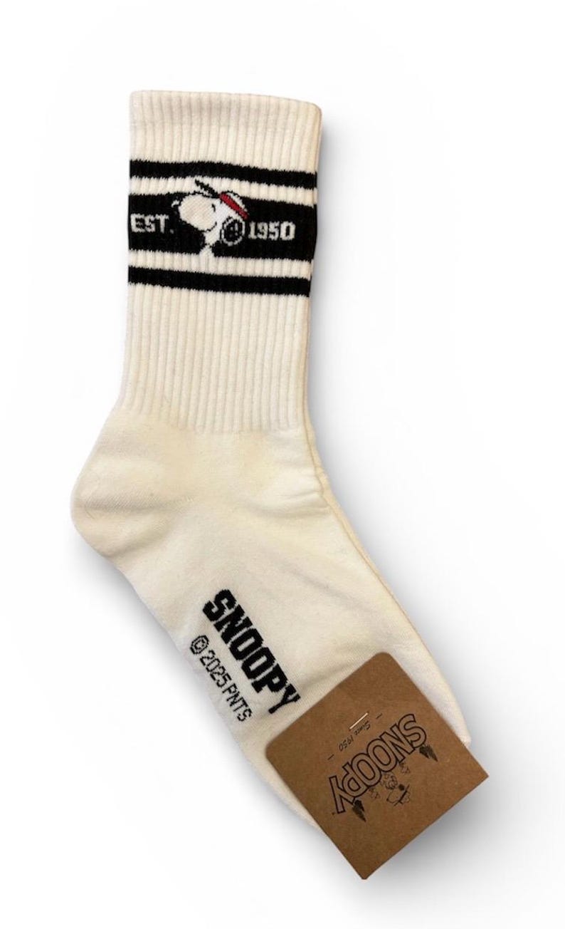 Officially Licensed Snoopy Socks – Peanuts Character Crew Socks – Made in Korea 15.Tennis Cap(Black)