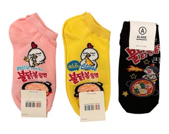 Buldak Noodle Ankle Socks, Korean Ramen Foodie Gift