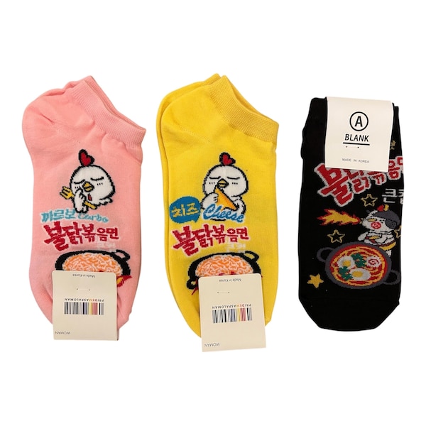 Buldak Noodle Ankle Socks, Korean Ramen Foodie Gift