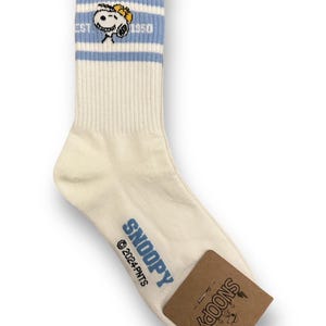 Officially Licensed Snoopy Socks – Peanuts Character Crew Socks – Made in Korea 13. Sky 3 stripes