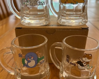 Korean Soju Shot Glasses: Fun Characters & Hangul Designs
