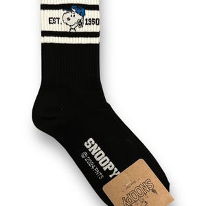 Officially Licensed Snoopy Socks – Peanuts Character Crew Socks – Made in Korea 14. White 3 stripes