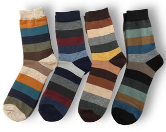 Striped Men's Socks: Combed Cotton Blend, UK 7-9.5