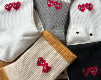 Double Heart Socks: Korean Fashion Socks