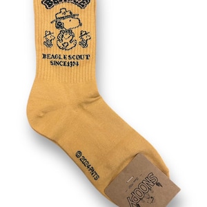 Officially Licensed Snoopy Socks – Peanuts Character Crew Socks – Made in Korea 7. Scout-mustard