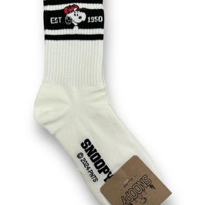 Officially Licensed Snoopy Socks – Peanuts Character Crew Socks – Made in Korea 10. Black 3 stripes