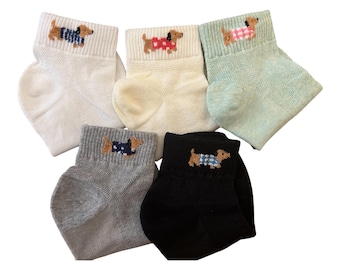 Dachshund Ankle Socks – Korean Style Women's Fashion (Made in South Korea)