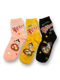 Buldak Noodle Socks: Korean Carbonara Ramen, Pink Yellow Black