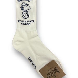 Officially Licensed Snoopy Socks – Peanuts Character Crew Socks – Made in Korea 5. Scout-white