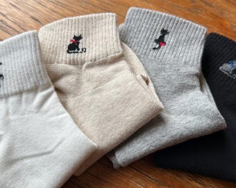 Cat Silhouette Ankle Socks – Women's Novelty Socks, South Korean Design