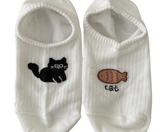 Women's No Show Socks – Cat, Puppy, Hamster, Panda Designs (Made in Korea)