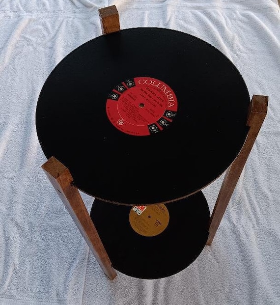 Record Table, Two Shelf LP Retro Record Side Table, Plant Stand