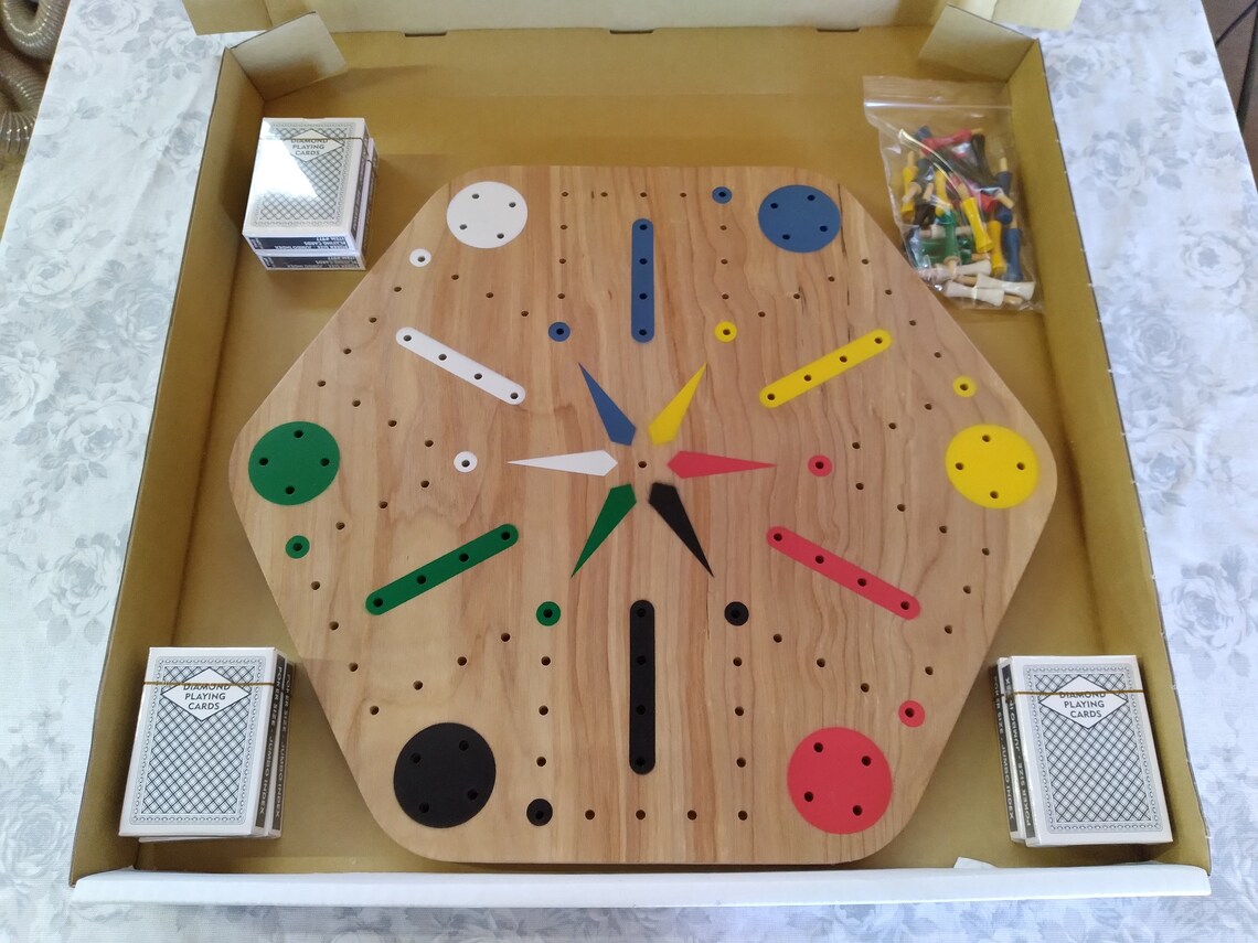 Fast Track Game Board With Pegs and Cards Etsy