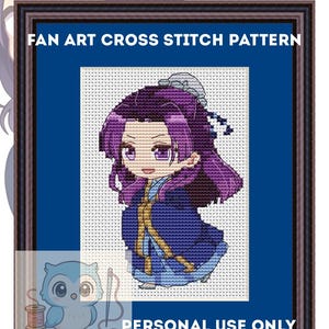 Op The Apothecary Diaries geïnspireerd kruissteekpatroon – Fanart Jinshi | PDF-borduurkaart anime-borduurwerk