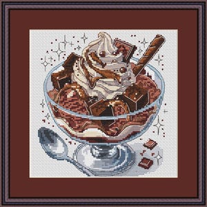 Cross Stitch Pattern –Chocolate Ice Cream Dessert download pdf digital pattern