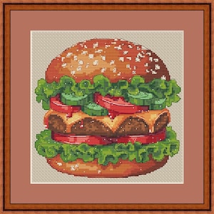 Cross Stitch Pattern Embroidery “Hamburger” – Instant Download PDF