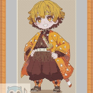 Cross Stitch Fan Art Pattern – Inspired Zenitsu Agatsuma / Demon Slayer / PDF,XSD Download