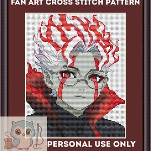 Okarun Cross Stitch Pattern: Dandadan Anime Fan Art (PDF & XSD Chart)