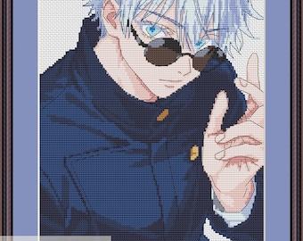 Modèle De Point De Croix Satoru Gojo | Modèle De Point De Croix Satoru