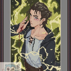Eren Yeager Cross Stitch Pattern | Attack on Titan Anime | PDF Embroidery Chart | DMC Threads | Instant Download
