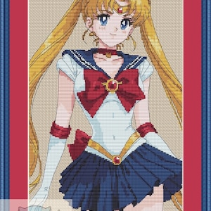 Kruissteek fanart patroon borduurwerk geïnspireerde anime Sailor Moon | PDF-borduurkaart | DMC-threads | Direct downloaden