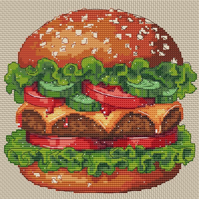 クロスステッチパターン刺繍「ハンバーガー」 – PDF をすぐに
